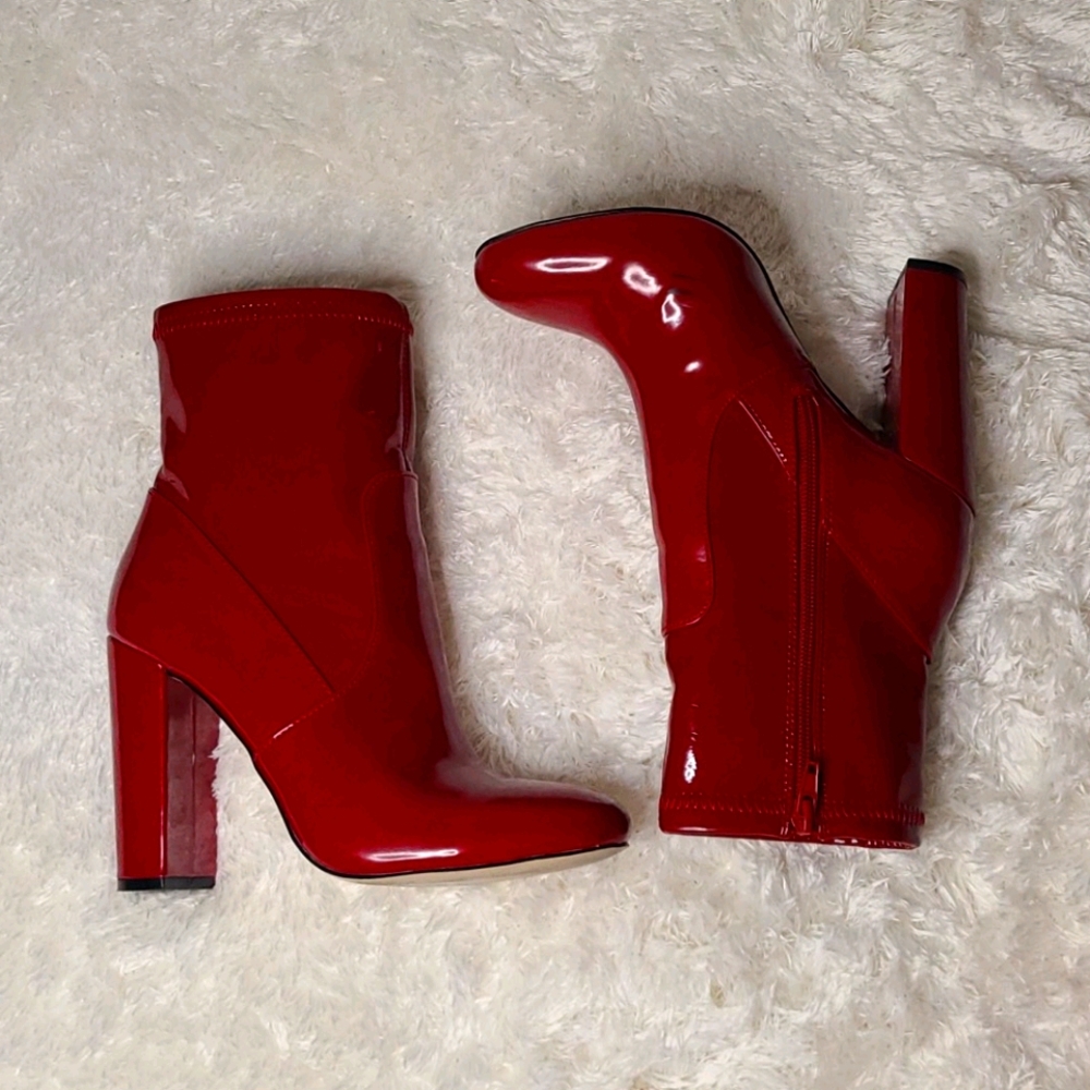 Call It Spring Red Faux Patent Leather Boots